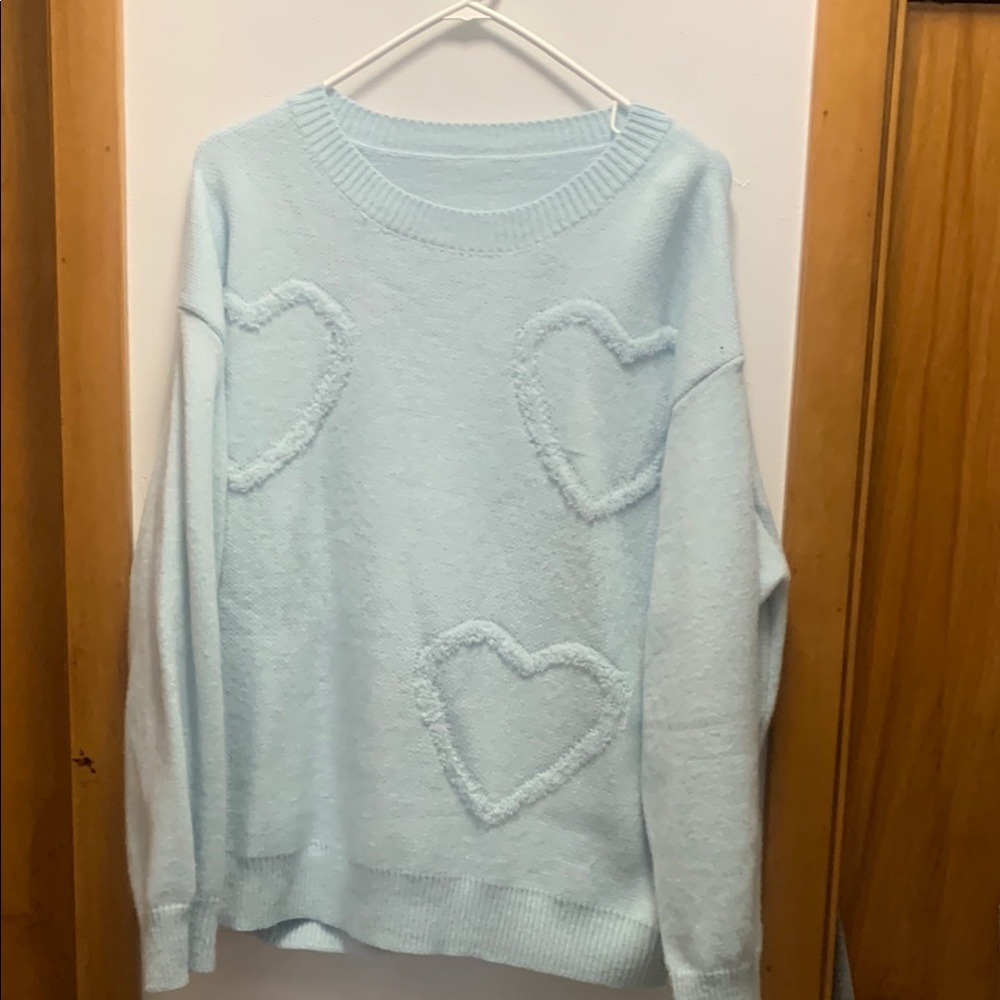 Light Blue Heart Sweater